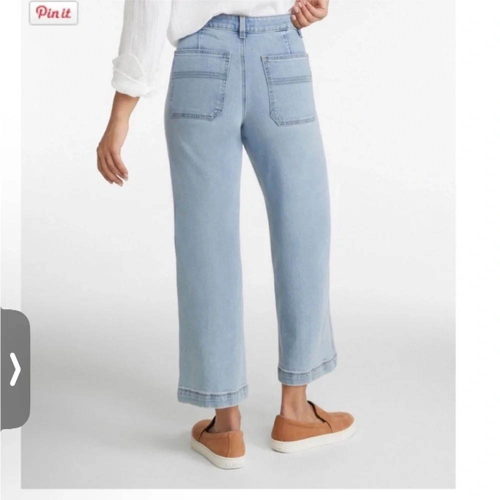 LLBEAN sz 8P wide leg crop jeans - Picture 3 of 7